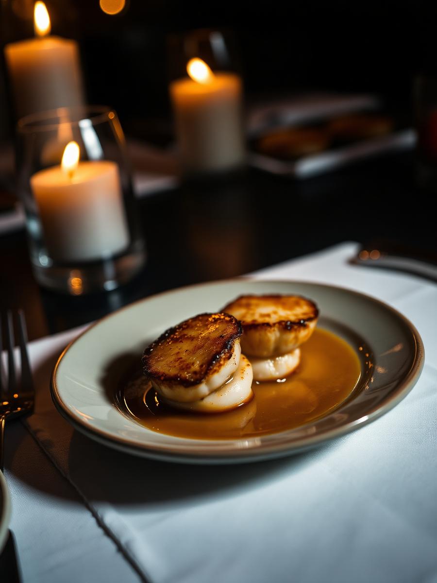 Seared scallops with brown butter